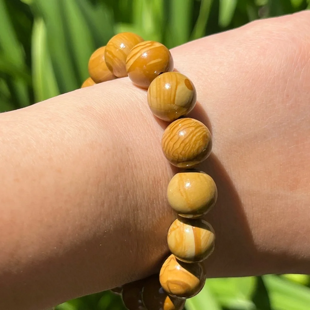 12.5mm‎ stretchable petrified wood bracelet